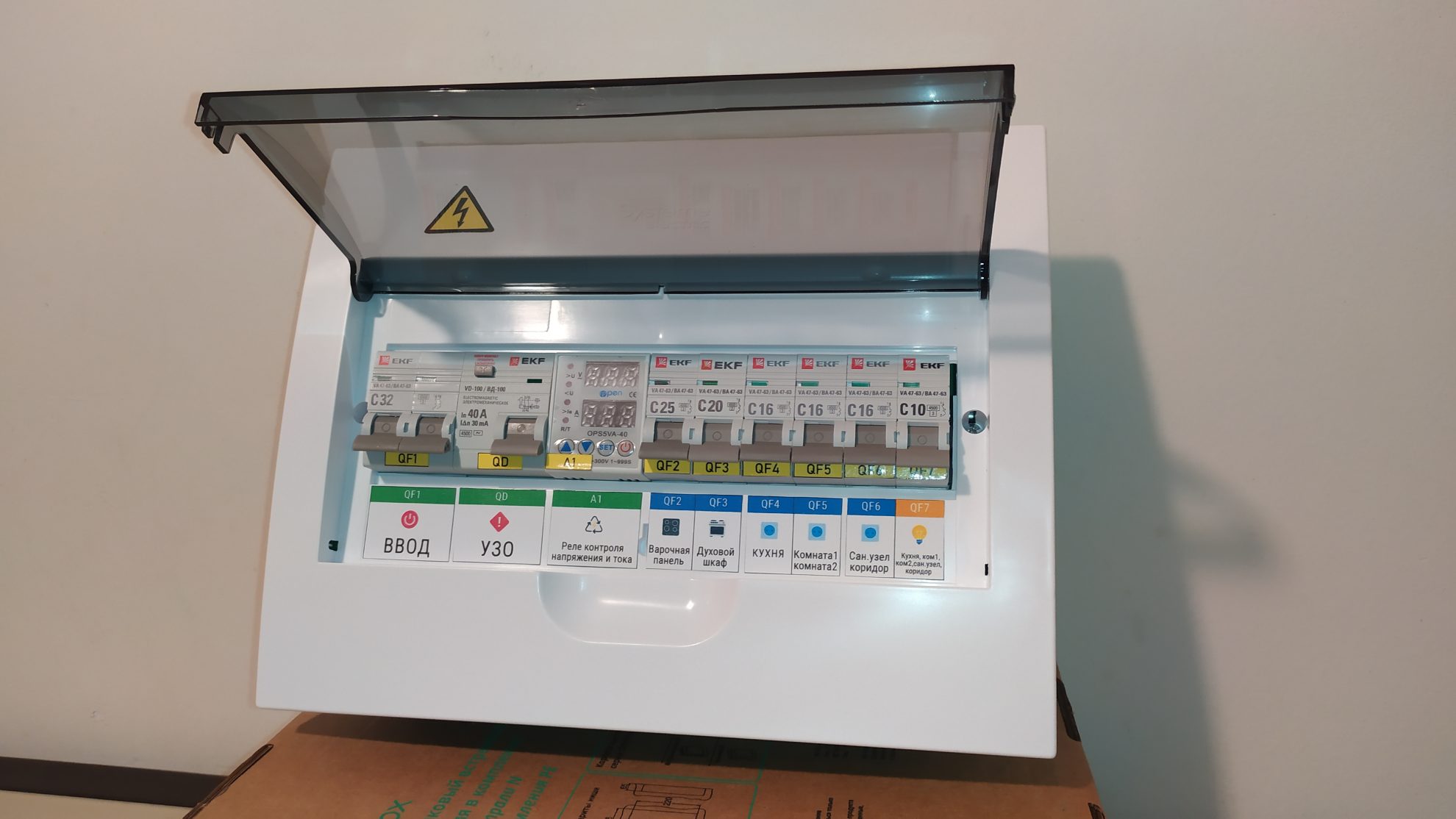 Электрощит в сборе встраиваемый 12 модулей V.1 32А арт. 5j732urh