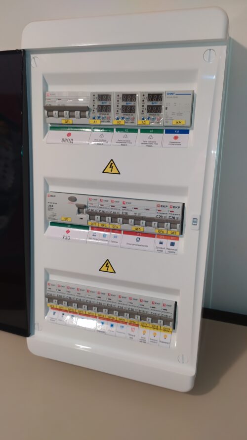 Щит в сборе навесной 36 мод 25А/380 с кнопкой управления арт. 3v78fz1p